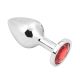 Rosebud Anal Plug medium silver - red