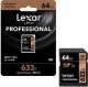 64GB Lexar® Professional 633x SDHC™/SDXC™ UHS-I cards,  up to 95MB/s read 45MB/s write