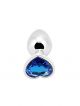 Heart shape Anal Plug small silver - dark blue