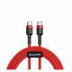 Baseus Cafule Braided USB 2.0 Cable USB-C male - USB-C male Κόκκινο 1m (CATKLF-G09) (BASCATKLFG09)