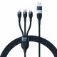 Baseus Flash Series II Braided USB to Type-C / micro USB / Lightning Cable Μπλε 1.2m (CASS030103) (BASCASS030103)